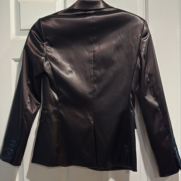 Theory  Shrunken glossy jacket sz 2 dark brown - Picture 5 of 7